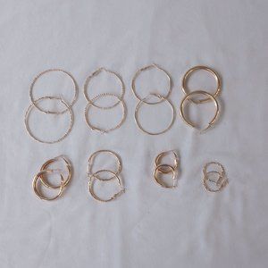NWT 8 Pair Gold Tone Pieced Hoop Earrings